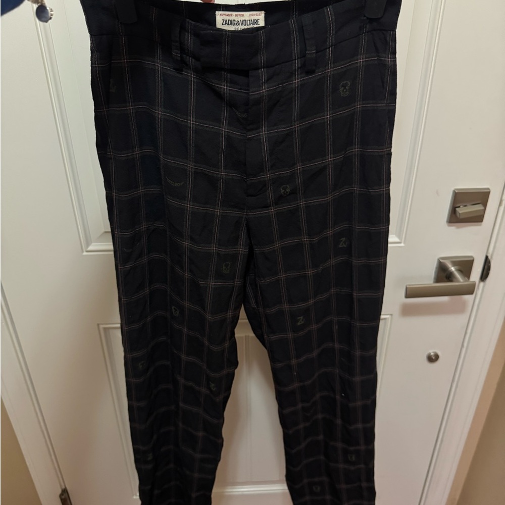 Zadig & Voltaire Men's Dark Plaid Trousers